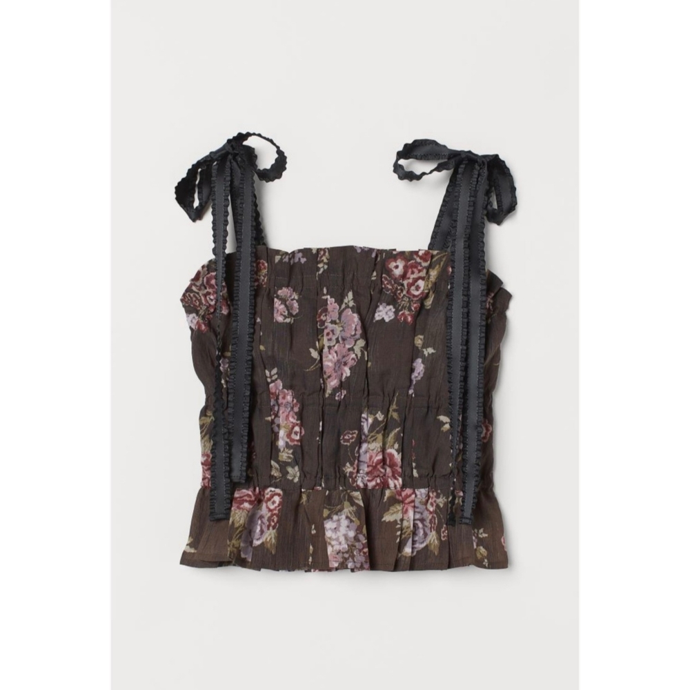 Brock Collection x H&M Floral Ribbon Tie Up Top